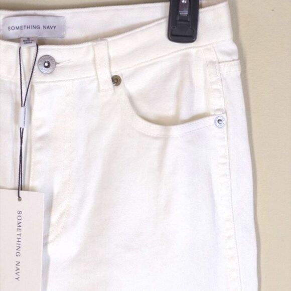 REVOLVE Something Navy Nina Denim Pants with Slit in White Flaws 6 - Picture 4 of 10